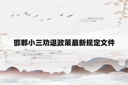 邯郸小三劝退政策最新规定文件