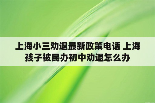 上海小三劝退最新政策电话 上海孩子被民办初中劝退怎么办