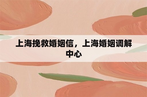 上海挽救婚姻信，上海婚姻调解中心