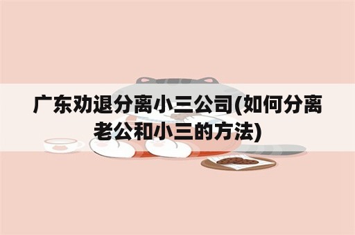 广东劝退分离小三公司(如何分离老公和小三的方法)