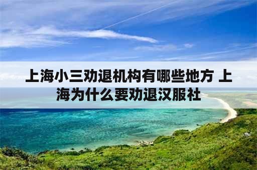 上海小三劝退机构有哪些地方 上海为什么要劝退汉服社